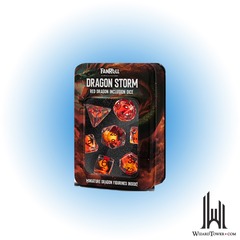 SET OF 7 RESIN DICE: RED DRAGON STORM